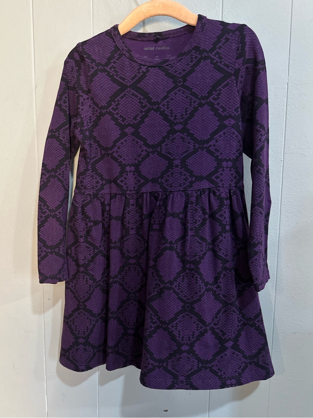 Mini Rodini Purple snake skin Patterned Long-Sleeve Dress Flawless condition